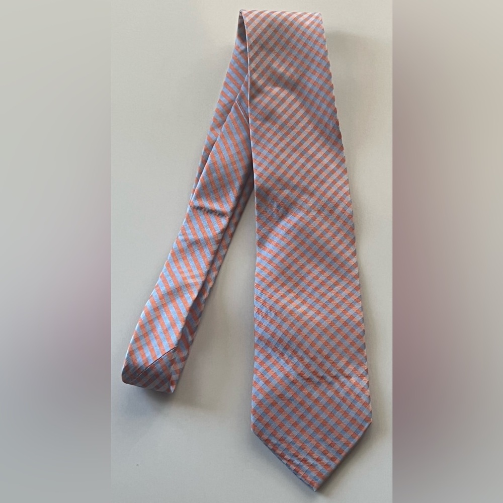 Nautica Vibrant Orange and Blue Checkered Tie